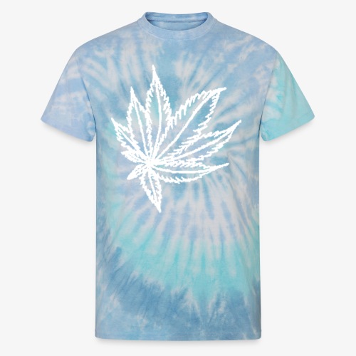 white leaf w/myceliaX.com logo - Unisex Tie Dye T-Shirt