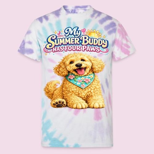 My Summer Buddy Has Four Paws - Unisex Tie Dye T-Shirt