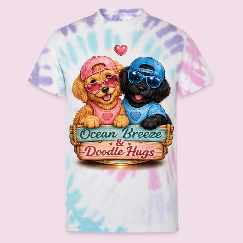 Ocean Breeze & Doodle Hugs - Unisex Tie Dye T-Shirt