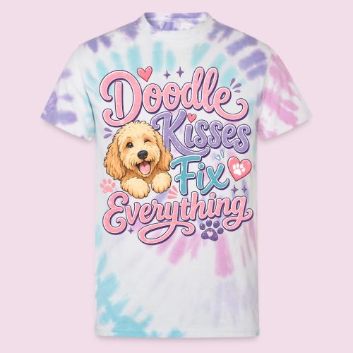Doodle Kisses Fix Everything Dog Lover Gift - Unisex Tie Dye T-Shirt