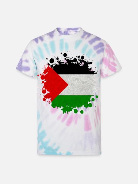 Palestine Blob / Flag Gift - Unisex Tie Dye T-Shirt - Pastel Spiral