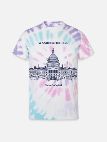 Capitol Skyline in Blue - Unisex Tie Dye T-Shirt - Pastel Spiral