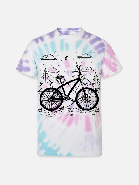Mountain Biking Comic Style - Unisex Tie Dye T-Shirt - Pastel Spiral