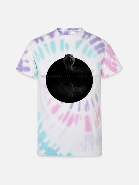 Midnight Coiled Rattlesnake Warning - Unisex Tie Dye T-Shirt - Pastel Spiral