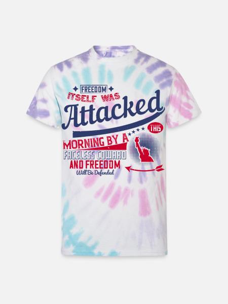 Freedom Morning Attacked Graphic - Unisex Tie Dye T-Shirt - Pastel Spiral