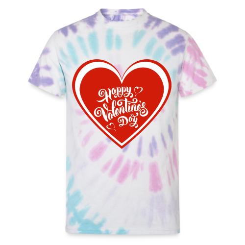 Hearts Love February Valentine's Day February 14 - Unisex Tie Dye T-Shirt