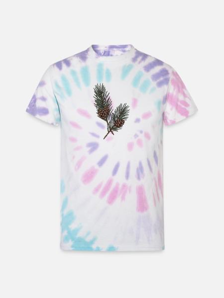 Evergreen Pinecone Sprigs - Unisex Tie Dye T-Shirt - Pastel Spiral