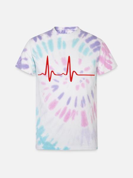 Heartbeat, ECG, EKG - Unisex Tie Dye T-Shirt - Pastel Spiral