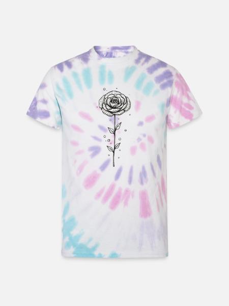 Rose Minimalism - Unisex Tie Dye T-Shirt - Pastel Spiral