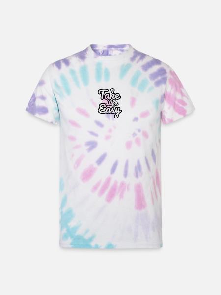 Take Life Easy - Unisex Tie Dye T-Shirt - Pastel Spiral