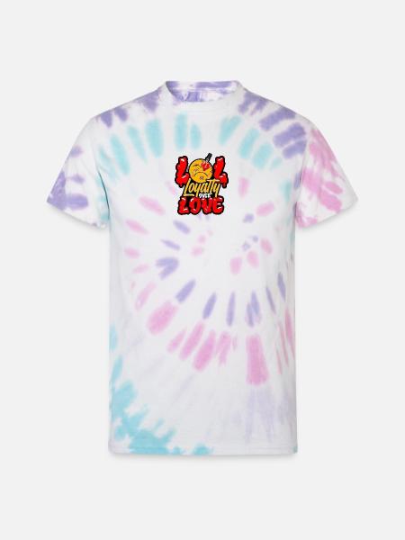 Loyalty Over Love Cartoon Emblem - Unisex Tie Dye T-Shirt - Pastel Spiral