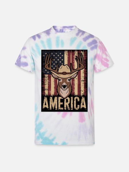 Deer Hunting American. - Unisex Tie Dye T-Shirt - Pastel Spiral