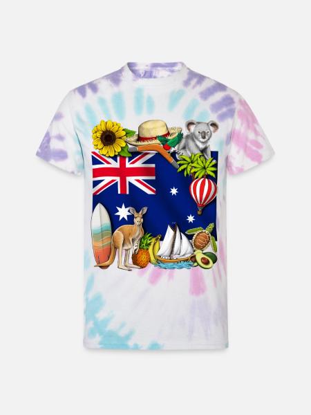 Australia - Unisex Tie Dye T-Shirt - Pastel Spiral