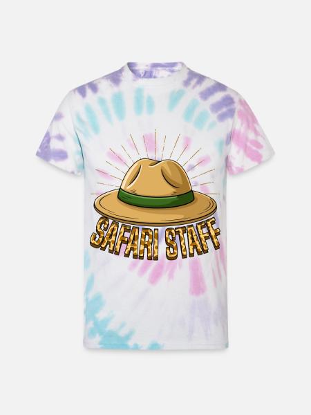 Safari Staff Hat Emblem - Unisex Tie Dye T-Shirt - Pastel Spiral