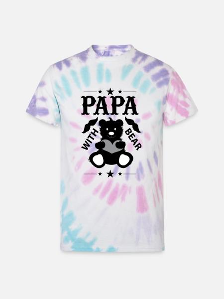 Papa Bear - Unisex Tie Dye T-Shirt - Pastel Spiral