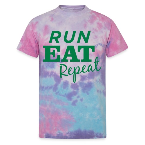 Run Eat Repeat buttons medium - Unisex Tie Dye T-Shirt