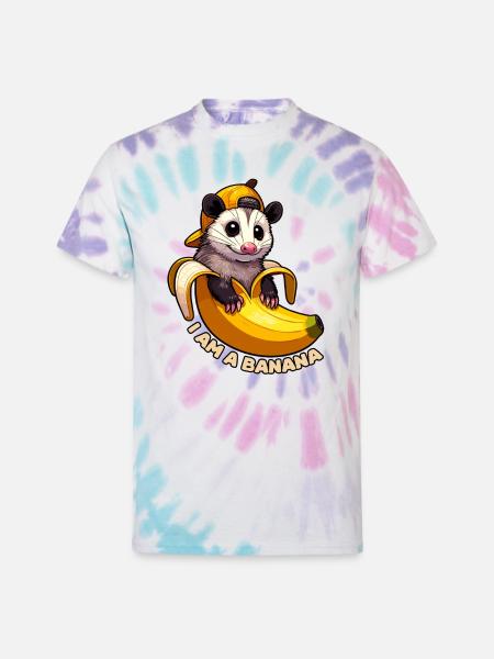 Adorable Banana Opossum - Unisex Tie Dye T-Shirt - Pastel Spiral