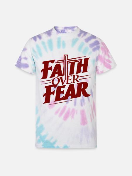 Faith over Fear - Unisex Tie Dye T-Shirt - Pastel Spiral
