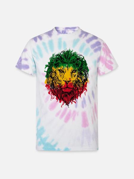 Africa map rasta lion - Unisex Tie Dye T-Shirt - Pastel Spiral