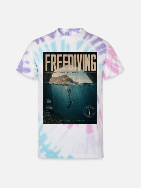Freediving Depths Ocean Poster - Unisex Tie Dye T-Shirt - Pastel Spiral