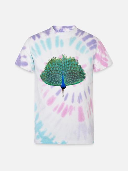 Dancing Peacock - Unisex Tie Dye T-Shirt - Pastel Spiral