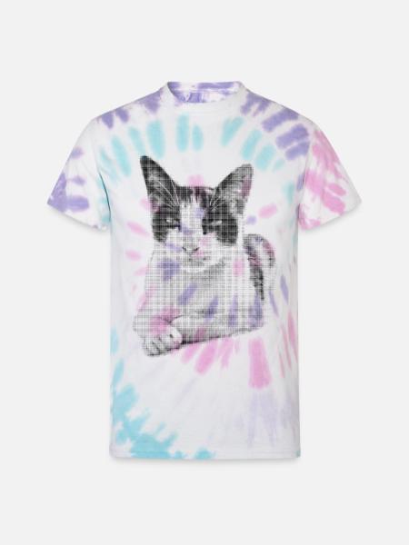Calico Cat Halftone - Unisex Tie Dye T-Shirt - Pastel Spiral