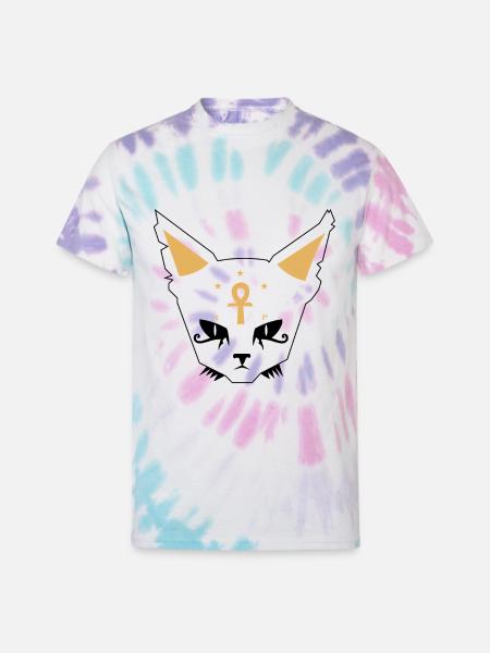 Cat Face - Unisex Tie Dye T-Shirt - Pastel Spiral