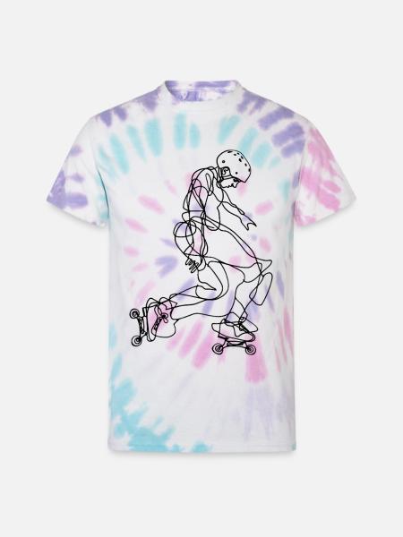 Roller Skater Drawing - Unisex Tie Dye T-Shirt - Pastel Spiral