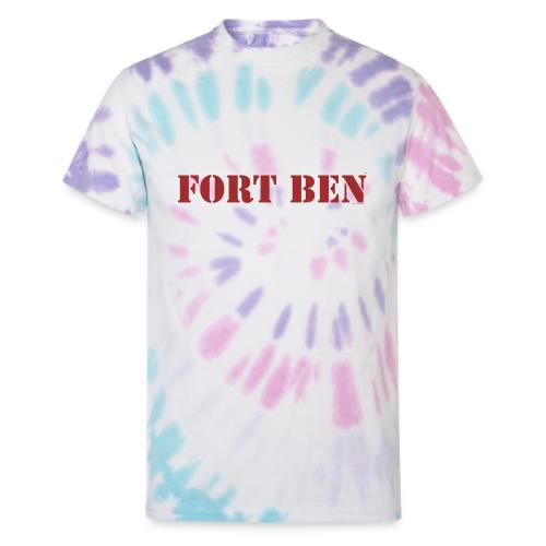 FORT BEN, red stencil - Unisex Tie Dye T-Shirt