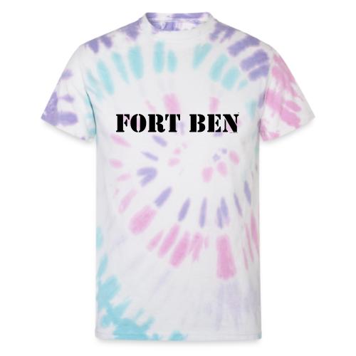 FORT BEN, black stencil - Unisex Tie Dye T-Shirt