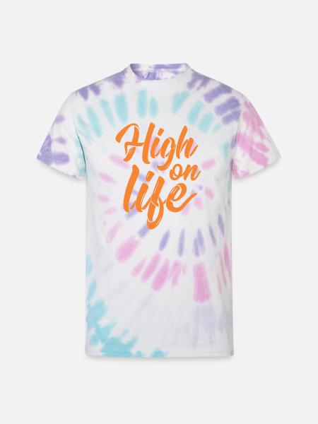 High On Life - Unisex Tie Dye T-Shirt - Pastel Spiral