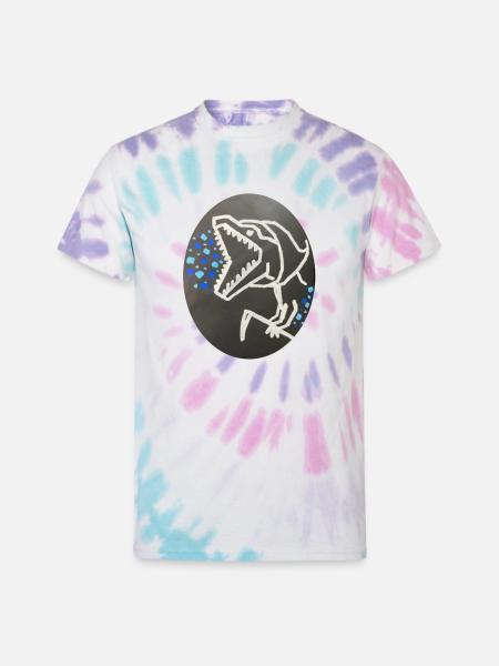 Grim Raptor Roaring - Unisex Tie Dye T-Shirt - Pastel Spiral