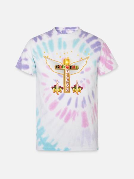 GOD BLESS T SHIRT - Unisex Tie Dye T-Shirt - Pastel Spiral