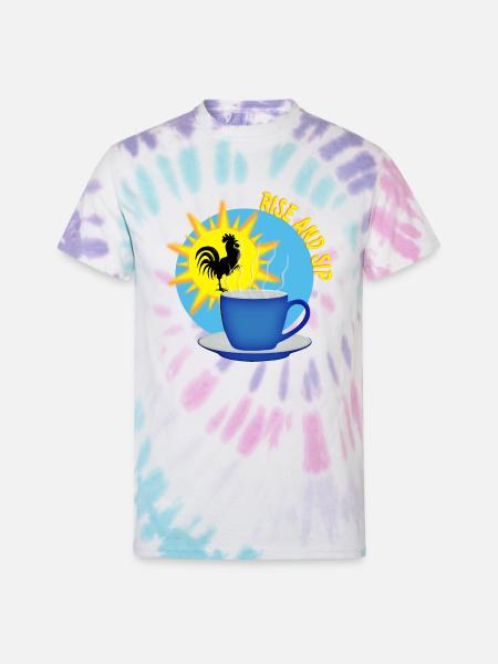 Rise and Sip - Unisex Tie Dye T-Shirt - Pastel Spiral