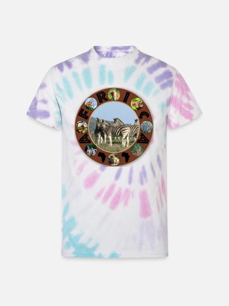blue sky zebra africa circle - Unisex Tie Dye T-Shirt - Pastel Spiral