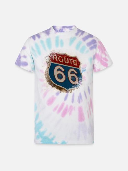 Route 66 - Unisex Tie Dye T-Shirt - Pastel Spiral