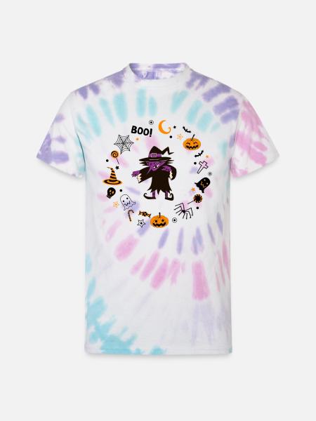Halloween Witch - Unisex Tie Dye T-Shirt - Pastel Spiral