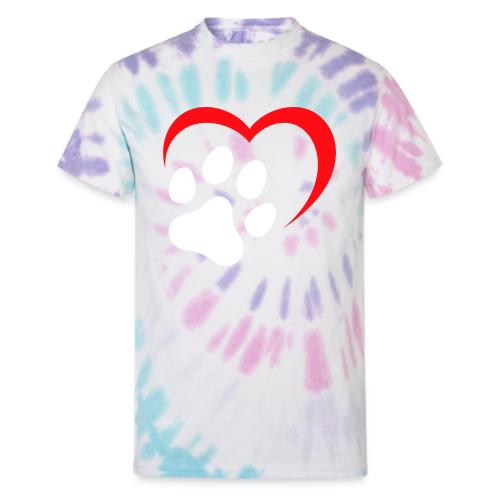 Heart and Paw Print - Unisex Tie Dye T-Shirt