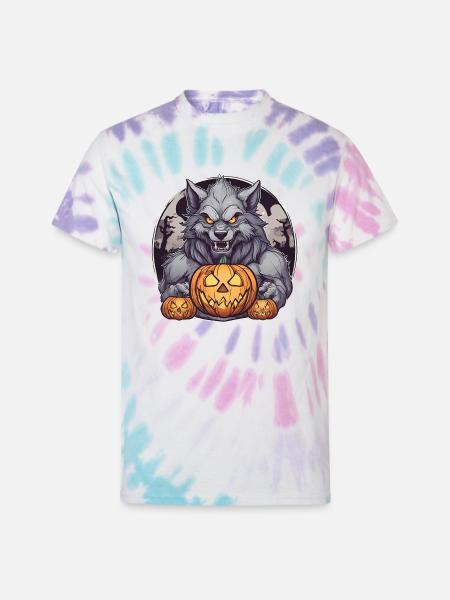Halloween Werewolf Pumpkin - Unisex Tie Dye T-Shirt - Pastel Spiral
