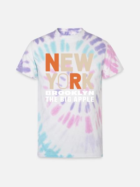 New York Brooklyn - The Big Apple Classic Design - Unisex Tie Dye T-Shirt - Pastel Spiral