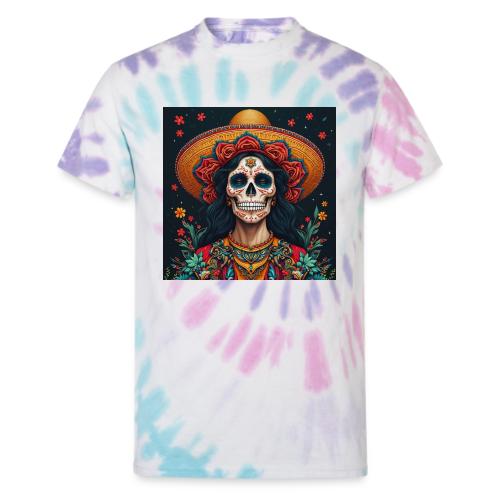 Charra Skull Art | Traditional Mexican Design - Unisex Tie Dye T-Shirt