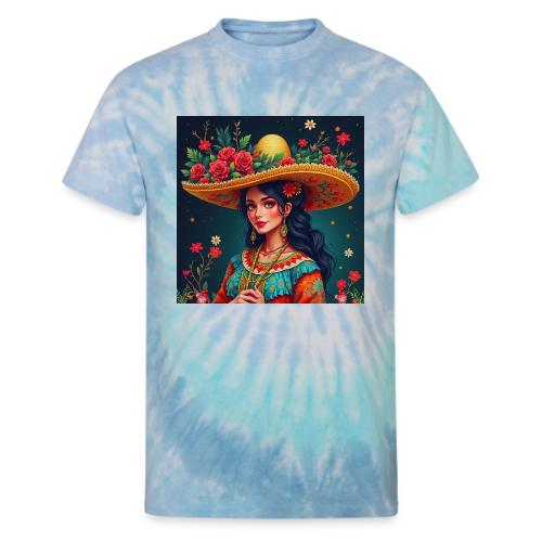 Mexican Design, Regional Mexican Charro Woman - Unisex Tie Dye T-Shirt