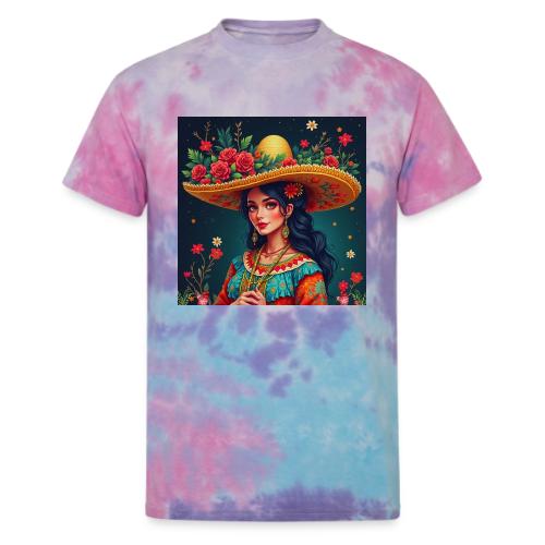 Mexican Design, Regional Mexican Charro Woman - Unisex Tie Dye T-Shirt