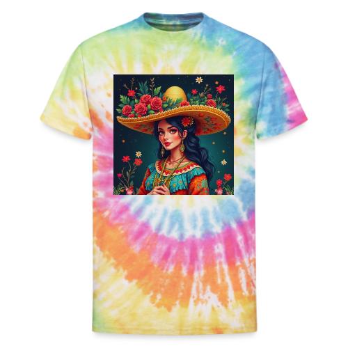 Mexican Design, Regional Mexican Charro Woman - Unisex Tie Dye T-Shirt