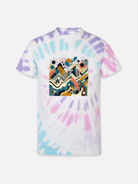 Dynamic Abstract Mountains T-Shirt - Unisex Tie Dye T-Shirt - Pastel Spiral