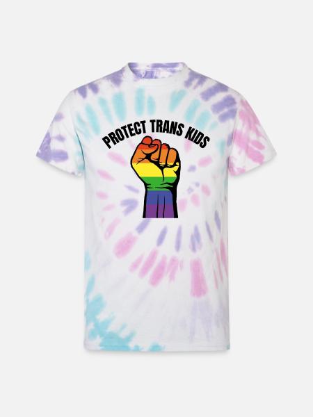 Protect Trans Kids - Unisex Tie Dye T-Shirt - Pastel Spiral