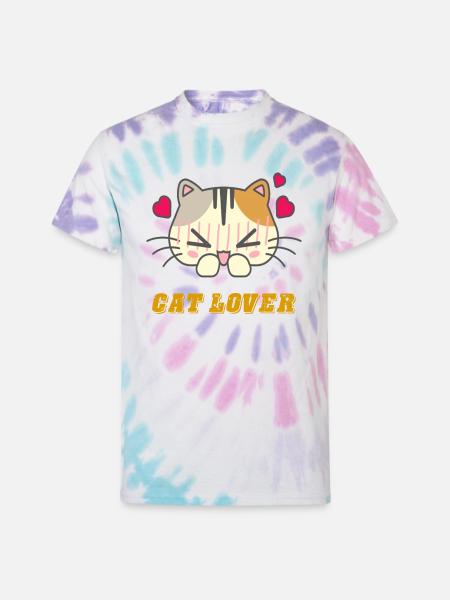 Lovely Cat Face - Unisex Tie Dye T-Shirt - Pastel Spiral