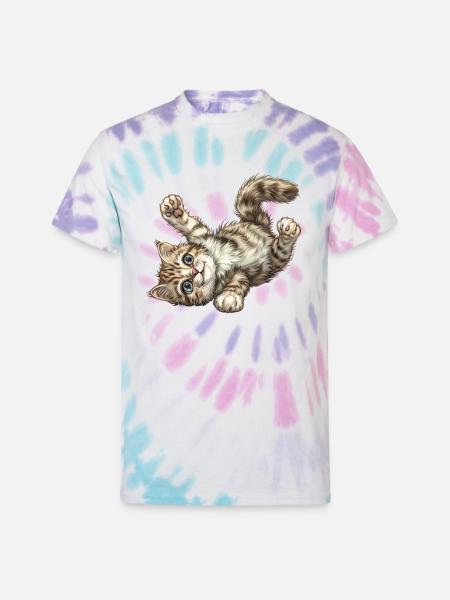 Funny Cat - Unisex Tie Dye T-Shirt - Pastel Spiral