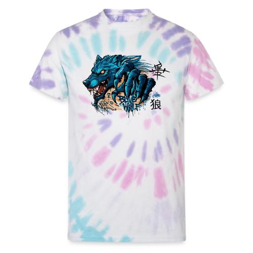 Blue Wolf Graffiti Street Art - Unisex Tie Dye T-Shirt