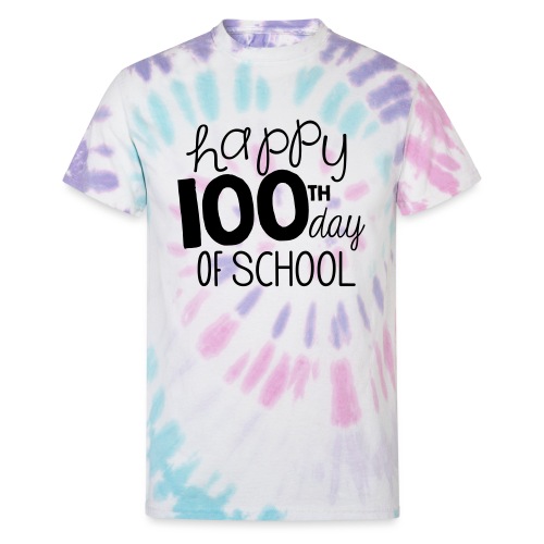 Happy 100th Day of School Chalk Teacher T-Shirt - Unisex Tie Dye T-Shirt